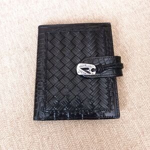 Brighton Black Leather Woven Wallet